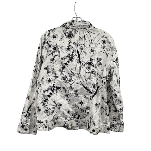 Chico's Platinum Womens Button Up Jacket Multicolor Print Size Large Pockets - Picture 7 of 8